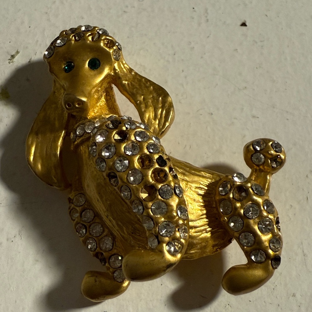 Vintage gold tone poodle